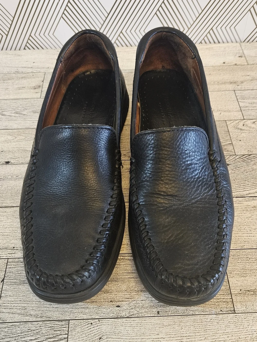 Johnston and Murphy Mens Slip On Loafer Leather Shoes Black Size 10M